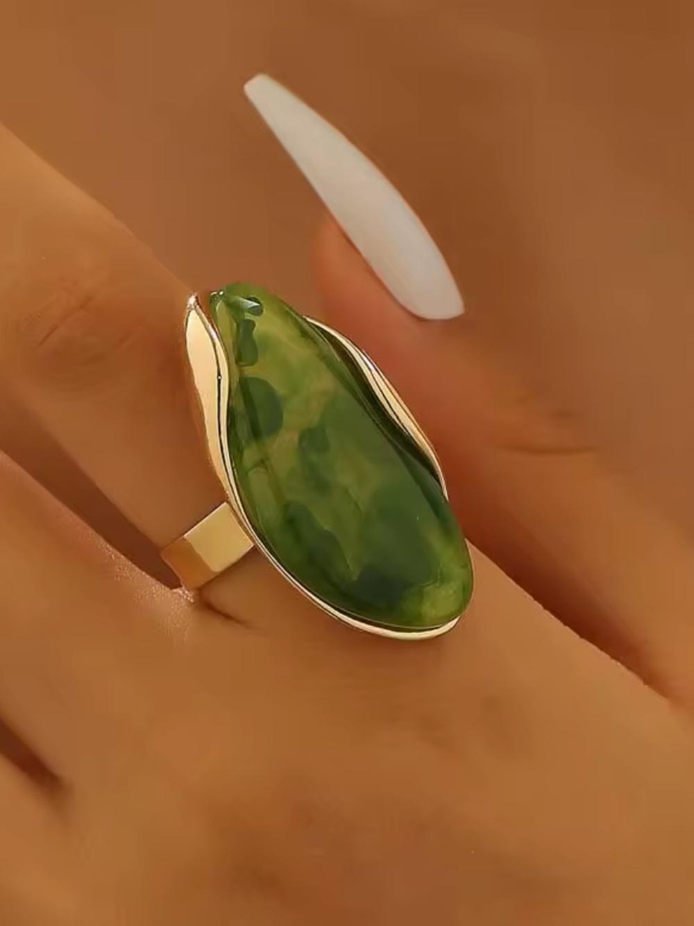 Emerald Mirage Sculptural Statement Ring